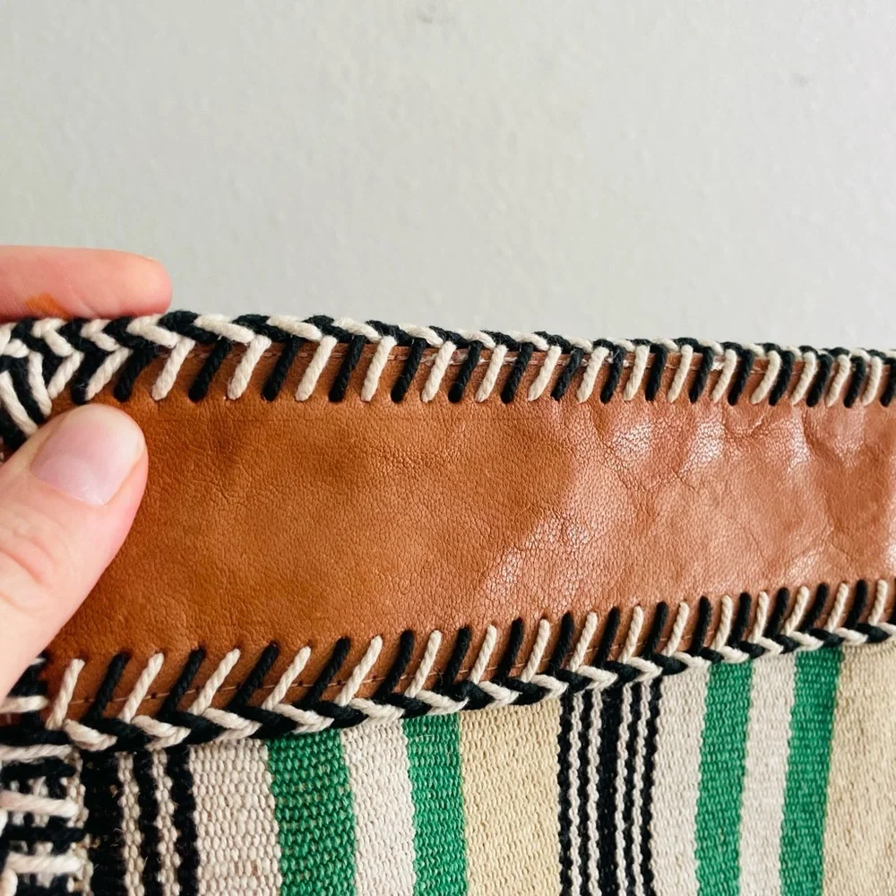 Shiraleah Boho Green Striped Leather Clutch